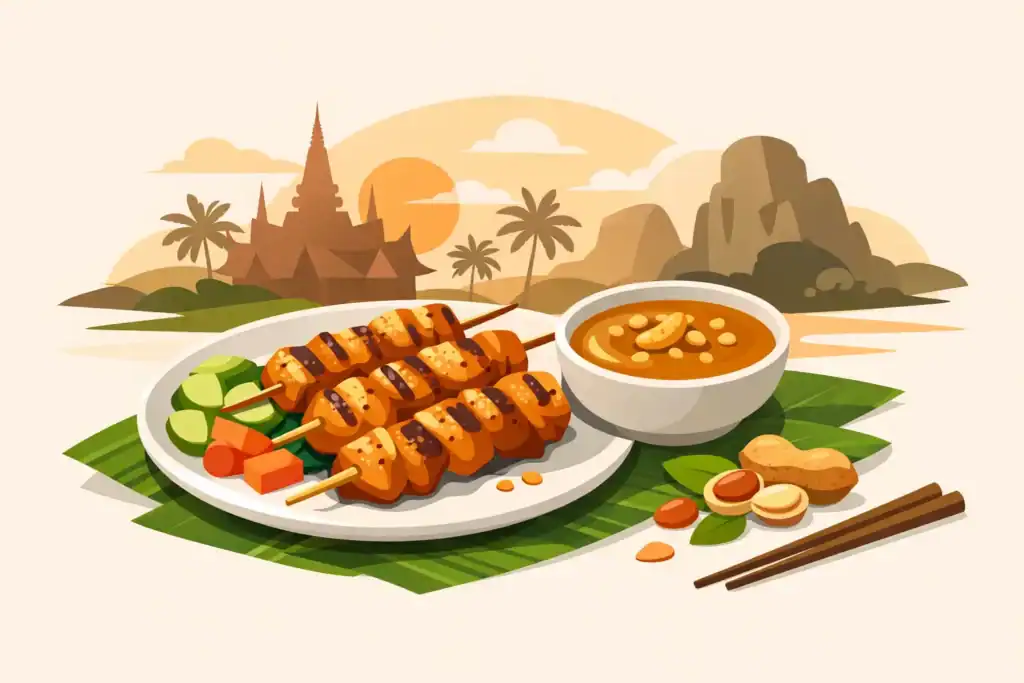 Satay Spiesse mit Erdnusssauce: Thai Genuss